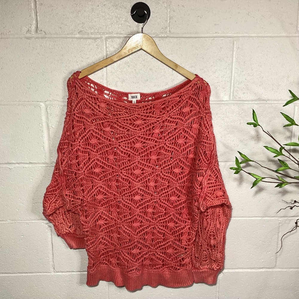 BKE | Buckle | Open Knit Sweater | Size Large | Coral | Excellent Condition
